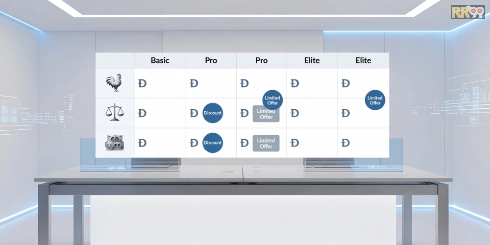 Bảng giá chi tiết các gói dịch vụ đá gà trực tuyến cập nhật năm 2025 với biểu đồ minh họa