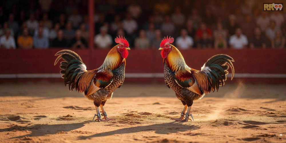 Minh họa khái niệm đá gà cựa dao 69vn với hình ảnh chiến kê chuẩn bị thi đấu
