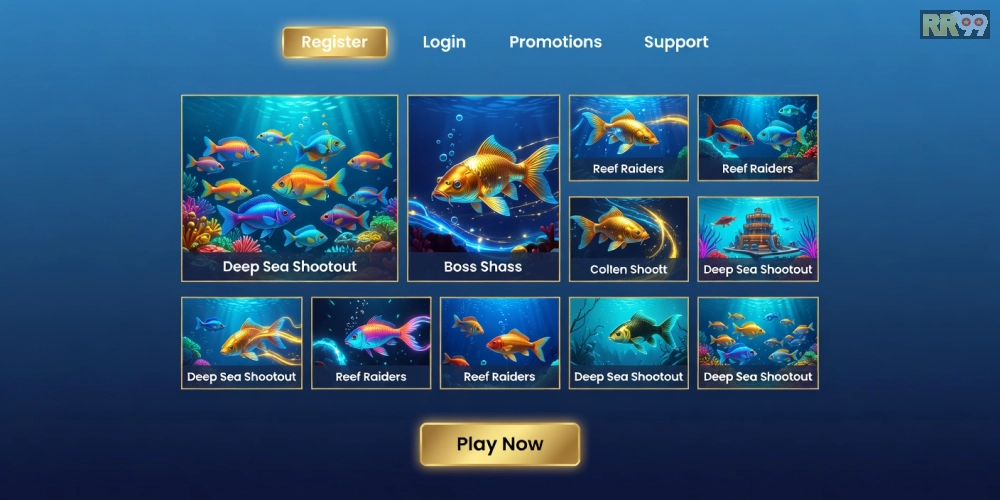 Giao diện trang web SunWin 69 với các trò bắn cá online hấp dẫn và nút đăng ký nổi bật